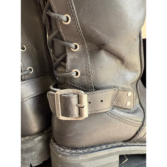 Harley-Davidson Women’s Alexa Back Lace Black Leather Motorcycle Boots D85167 - Picture 2 of 5